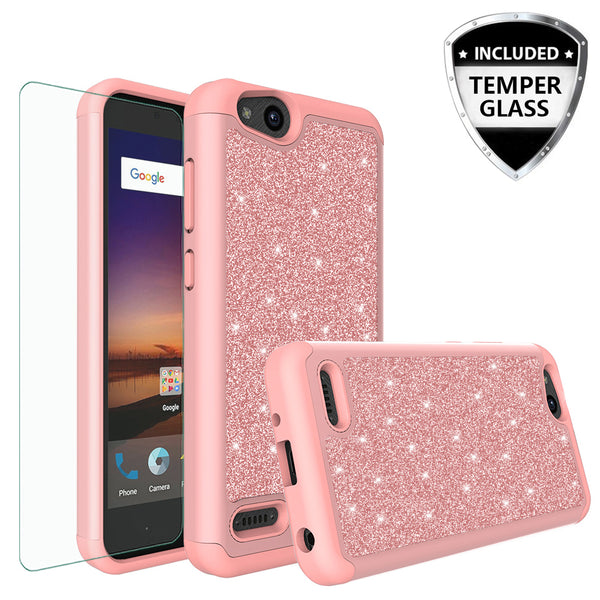 ZTE Tempo X Glitter Hybrid Case - Rose Gold - www.coverlabusa.com