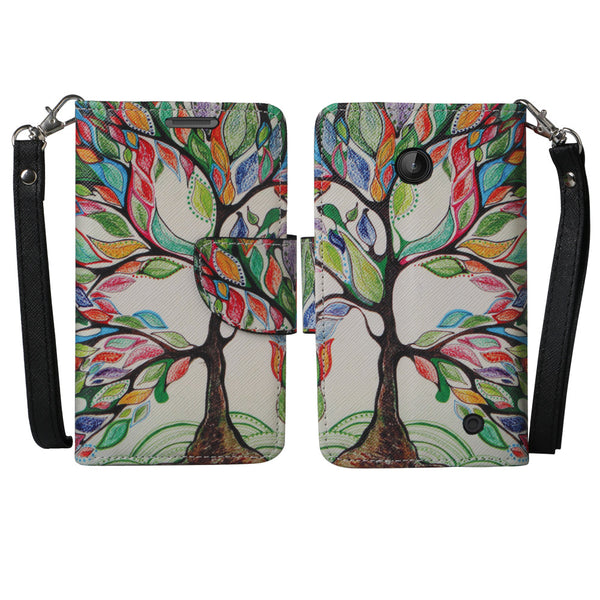 Nokia Lumia 635 Wallet Case - colorful tree - www.coverlabusa.com