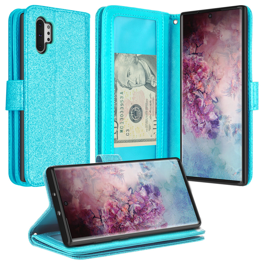samsung galaxy a32 5g glitter wallet case - teal - www.coverlabusa.com