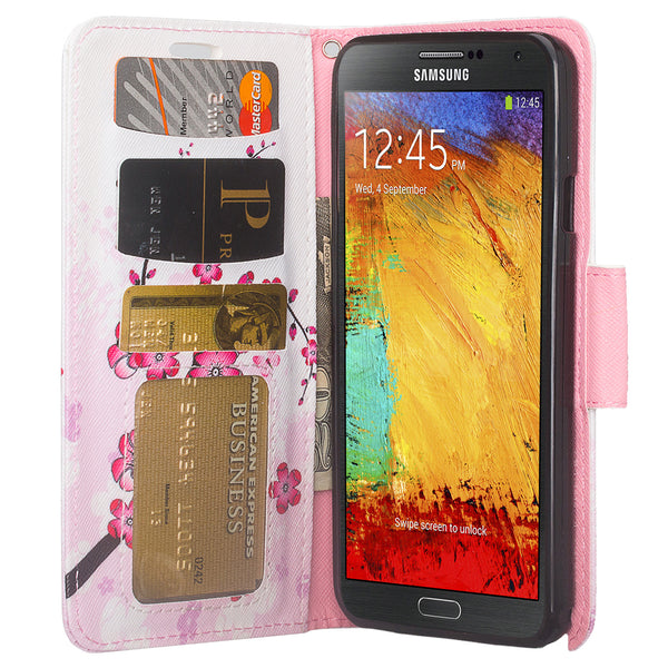 samsung galaxy note 3 leather wallet case - cherry blossom - www.coverlabusa.com