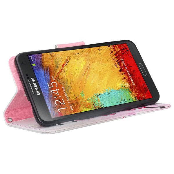 samsung galaxy note 3 leather wallet case - cherry blossom - www.coverlabusa.com