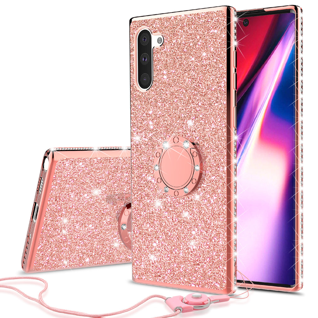 samsung galaxy note 10 plus glitter bling fashion case - rose gold - www.coverlabusa.com