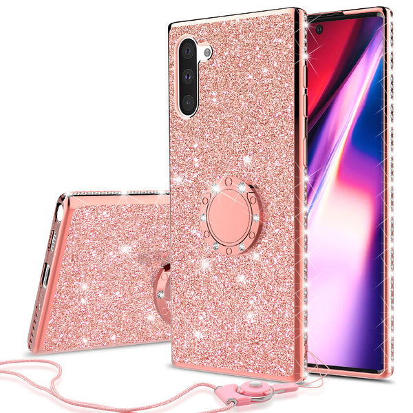 samsung galaxy note 10 plus glitter bling fashion case - rose gold - www.coverlabusa.com