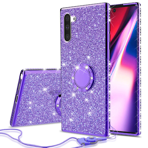 samsung galaxy note 10 plus glitter bling fashion case - purple - www.coverlabusa.com