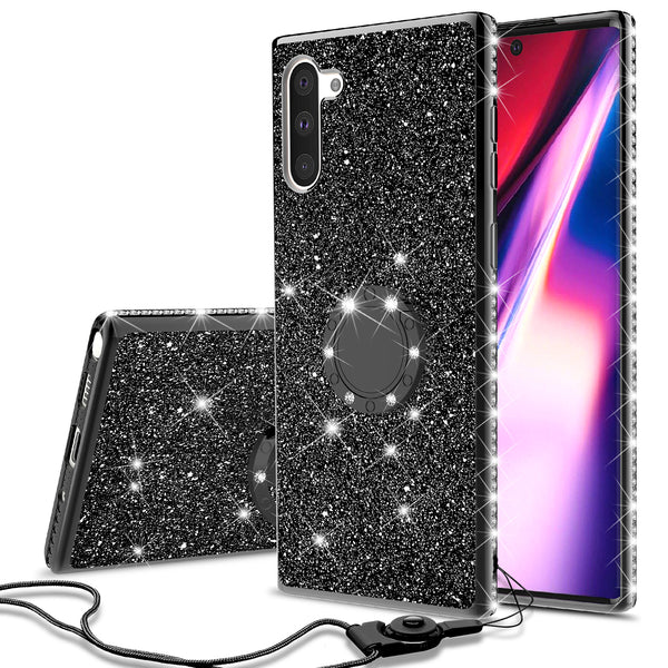 samsung galaxy note 10 glitter bling fashion case - black - www.coverlabusa.com