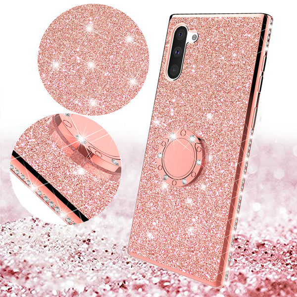 samsung galaxy note 10 plus glitter bling fashion case - rose gold - www.coverlabusa.com