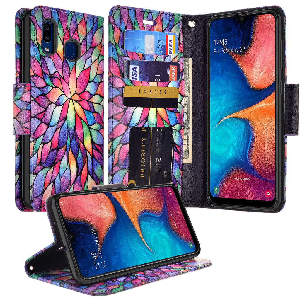 alcatel 3v (2019) wallet case - rainbow flower - www.coverlabusa.com