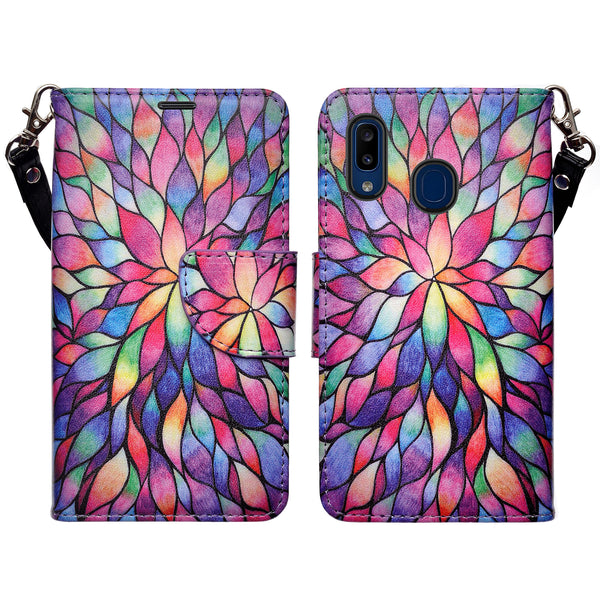 alcatel 3v (2019) wallet case - rainbow flower - www.coverlabusa.com