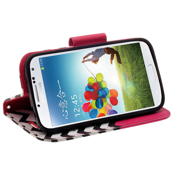 samsung galaxy S4 leather wallet case - hot pink anchor - www.coverlabusa.com