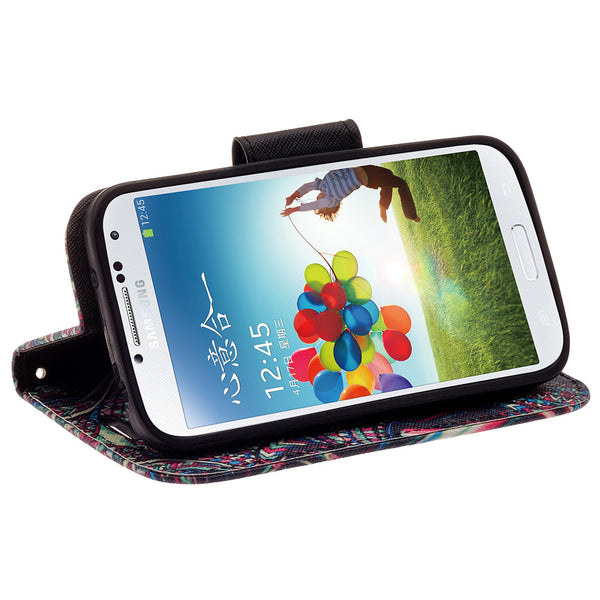 samsung galaxy S4 leather wallet case - tribal elephant - www.coverlabusa.com