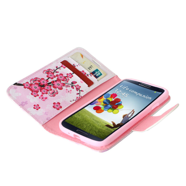 samsung galaxy S4 leather wallet case - cherry blossom - www.coverlabusa.com