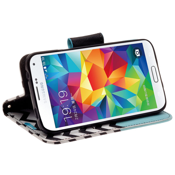 samsung galaxy S5 leather wallet case - teal anchor - www.coverlabusa.com