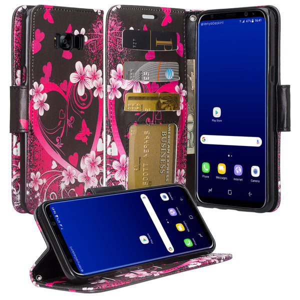 Samsung Galaxy S8 Plus Wallet Case - Heart Butterflies - www.coverlabusa.com