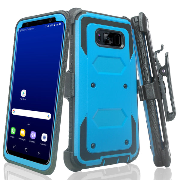 samsung galaxy s8 plus heavy duty hybrid holster case - blue - www.coverlabusa.com