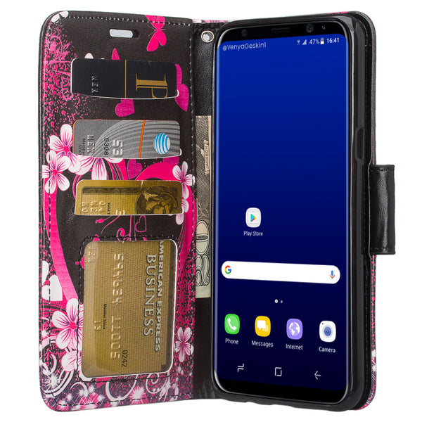 Samsung Galaxy S8 Plus Wallet Case - Heart Butterflies - www.coverlabusa.com