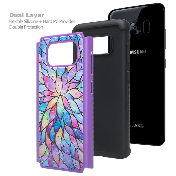 samsung galaxy s8 plus case crystal rhinestone - rainbow flower - www.coverlabusa.com