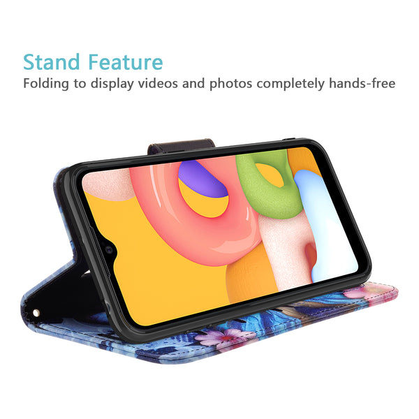 samsung galaxy a01 wallet case - blue butterfly - www.coverlabusa.com