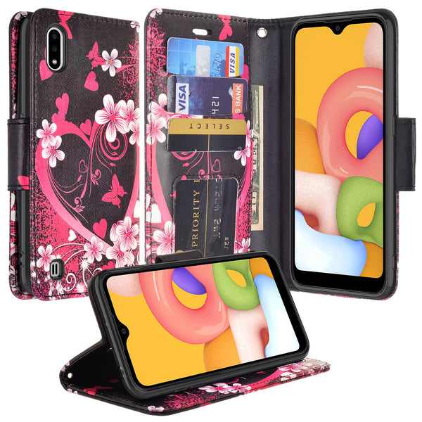 samsung galaxy a01 wallet case - heart butterflies - www.coverlabusa.com
