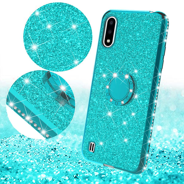 samsung galaxy a01 glitter bling fashion case - teal - www.coverlabusa.com