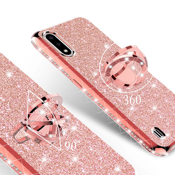 samsung galaxy a01 glitter bling fashion case - rose gold - www.coverlabusa.com