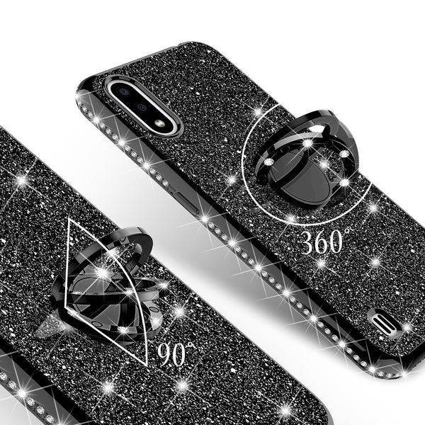 samsung galaxy a01 glitter bling fashion case - black - www.coverlabusa.com