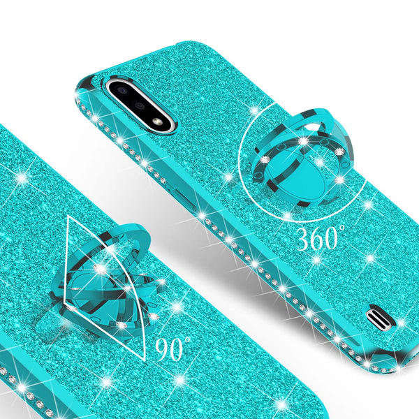 samsung galaxy a01 glitter bling fashion case - teal - www.coverlabusa.com