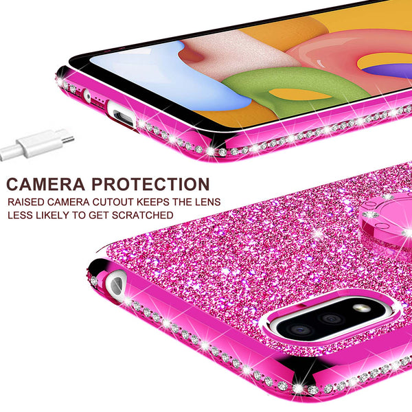 samsung galaxy a01 glitter bling fashion case - hot pink - www.coverlabusa.com