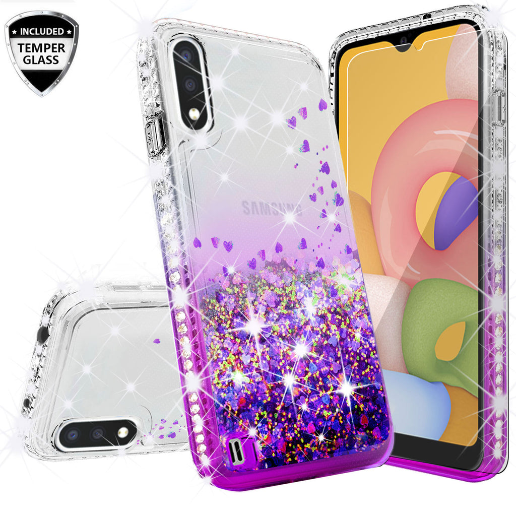 clear liquid phone case for samsung galaxy a01 - purple - www.coverlabusa.com