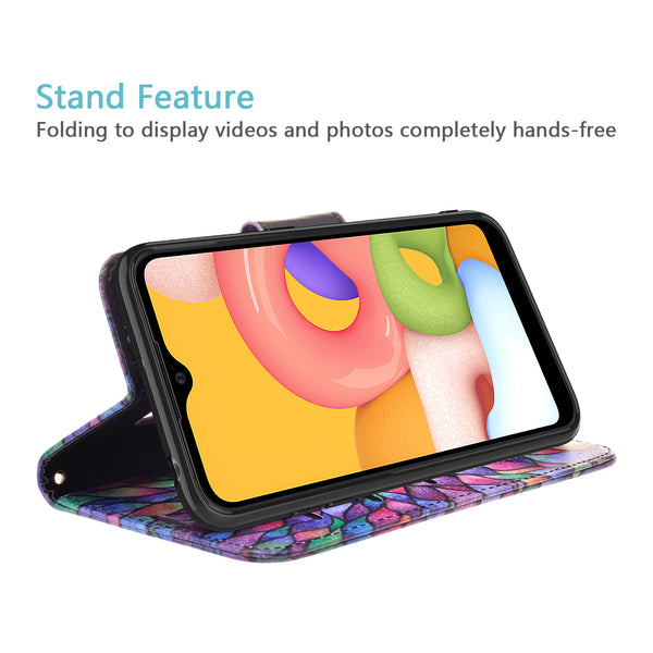 samsung galaxy a01 wallet case - rainbow flower - www.coverlabusa.com