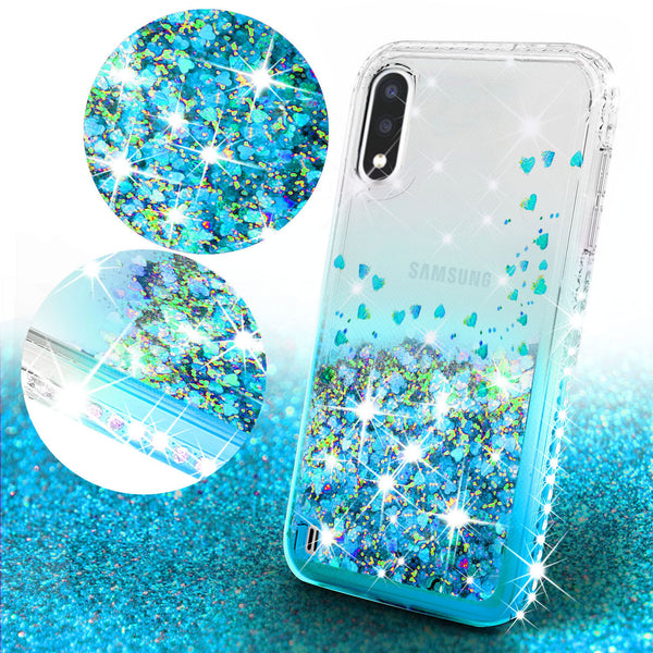 clear liquid phone case for samsung galaxy a01 - teal - www.coverlabusa.com