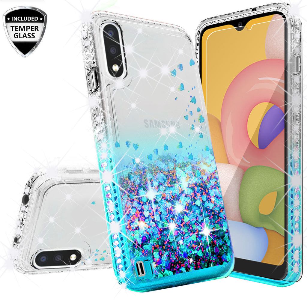 clear liquid phone case for samsung galaxy a01 - teal - www.coverlabusa.com