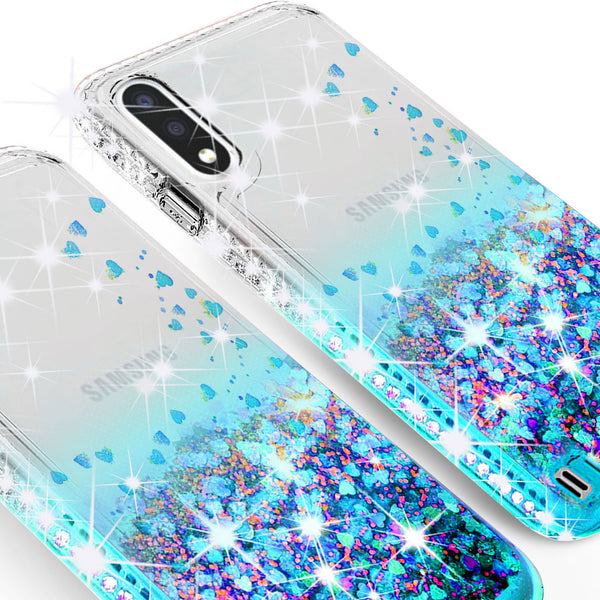 clear liquid phone case for samsung galaxy a01 - teal - www.coverlabusa.com