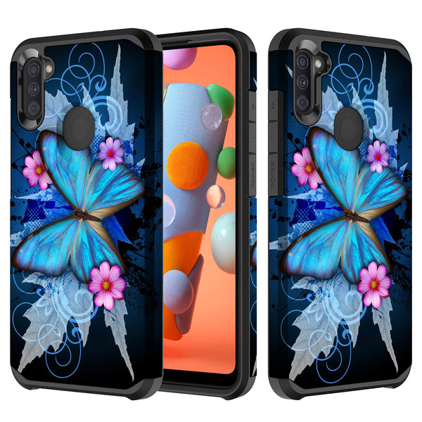 samsung galaxy a21 hybrid case - blue butterfly - www.coverlabusa.com