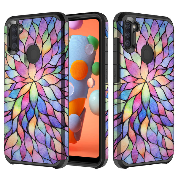 samsung galaxy a21 hybrid case - rainbow flower - www.coverlabusa.com