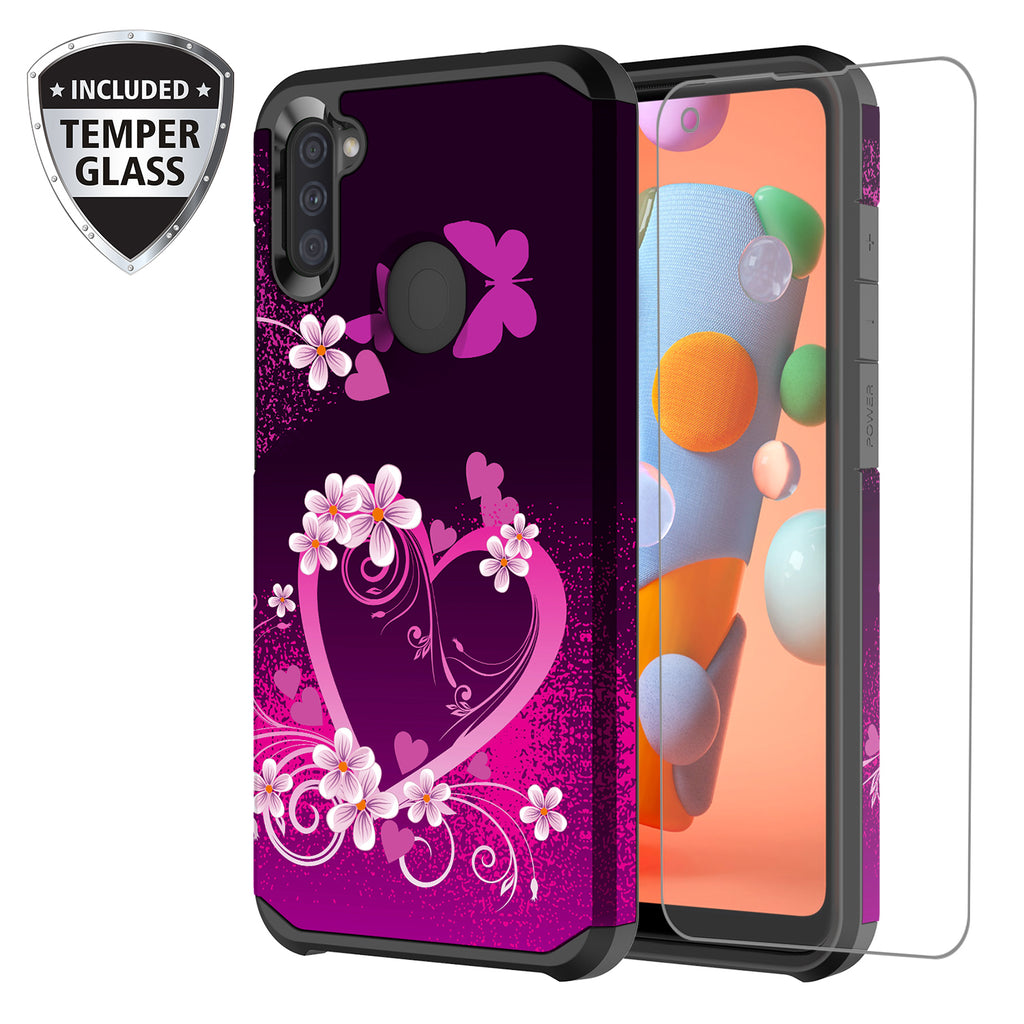 samsung galaxy a21 hybrid case - heart butterflies - www.coverlabusa.com