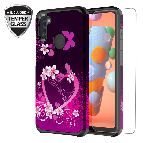 samsung galaxy a21 hybrid case - heart butterflies - www.coverlabusa.com