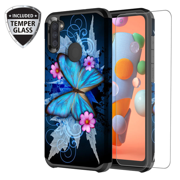 samsung galaxy a21 hybrid case - blue butterfly - www.coverlabusa.com