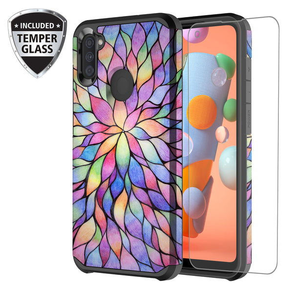 samsung galaxy a21 hybrid case - rainbow flower - www.coverlabusa.com