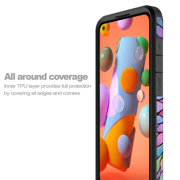 samsung galaxy a21 hybrid case - rainbow flower - www.coverlabusa.com
