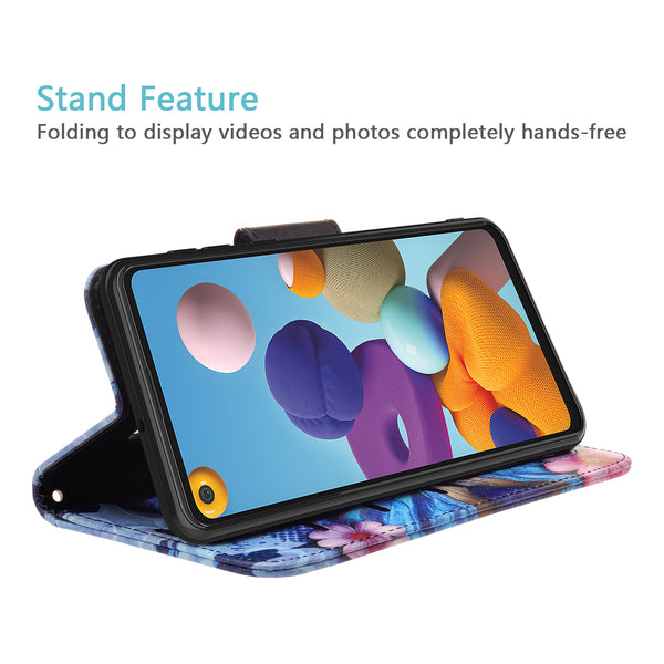 samsung galaxy a21 wallet case - blue butterfly - www.coverlabusa.com