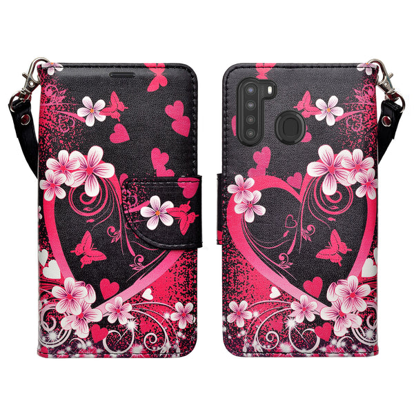 samsung galaxy a21 wallet case - heart butterflies - www.coverlabusa.com