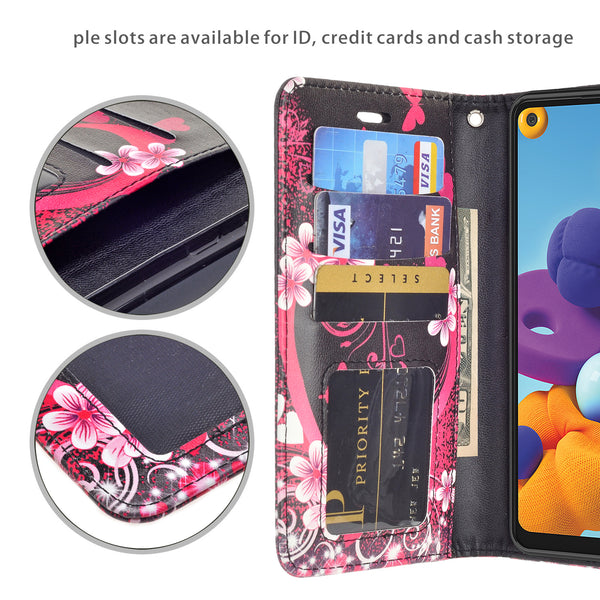 samsung galaxy a21 wallet case - heart butterflies - www.coverlabusa.com