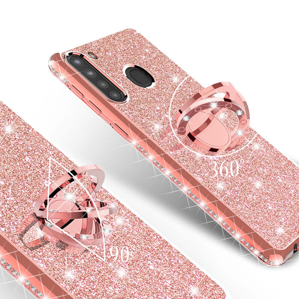 samsung galaxy a21 glitter bling fashion case - rose gold - www.coverlabusa.com