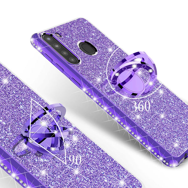 samsung galaxy a21 glitter bling fashion case - purple - www.coverlabusa.com