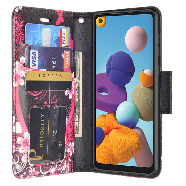 samsung galaxy a21 wallet case - heart butterflies - www.coverlabusa.com