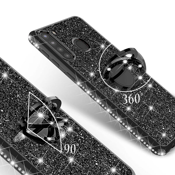 samsung galaxy a21 glitter bling fashion case - black - www.coverlabusa.com