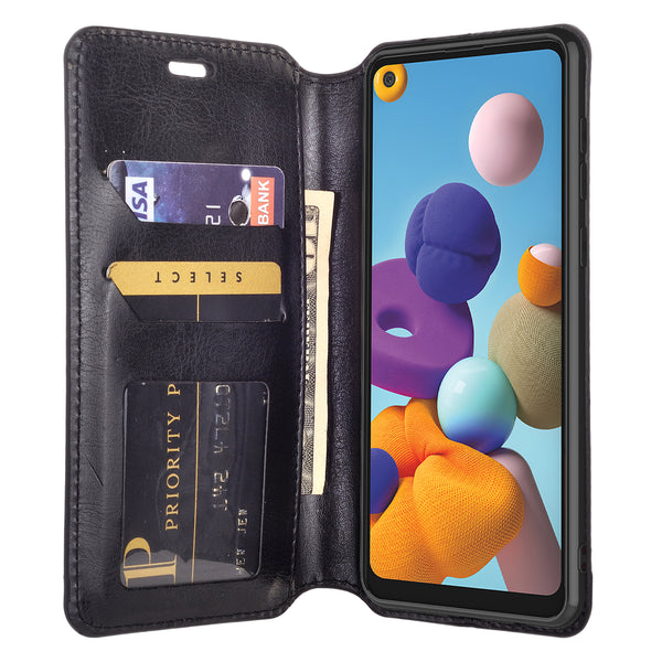 samsung galaxy a21 wallet case - black - www.coverlabusa.com