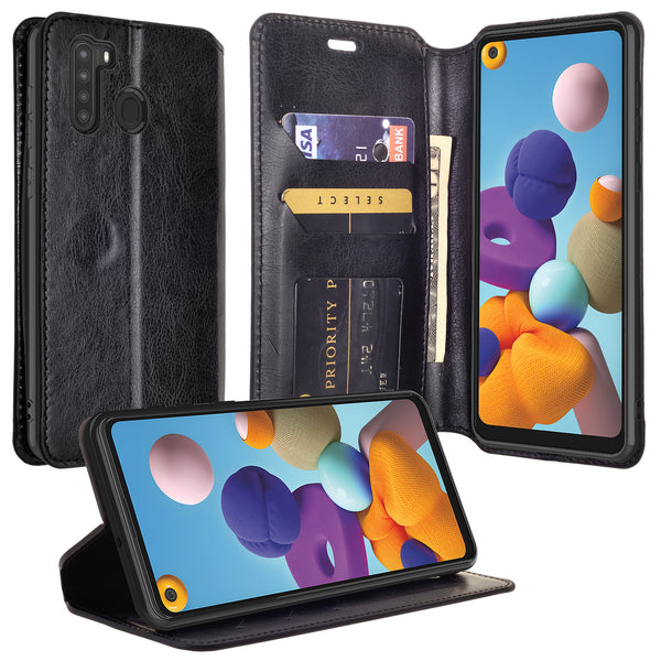 samsung galaxy a21 wallet case - black - www.coverlabusa.com
