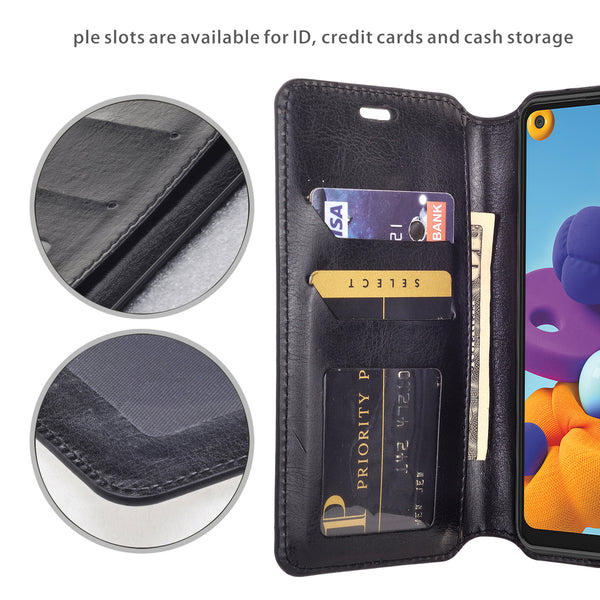 samsung galaxy a21 wallet case - black - www.coverlabusa.com