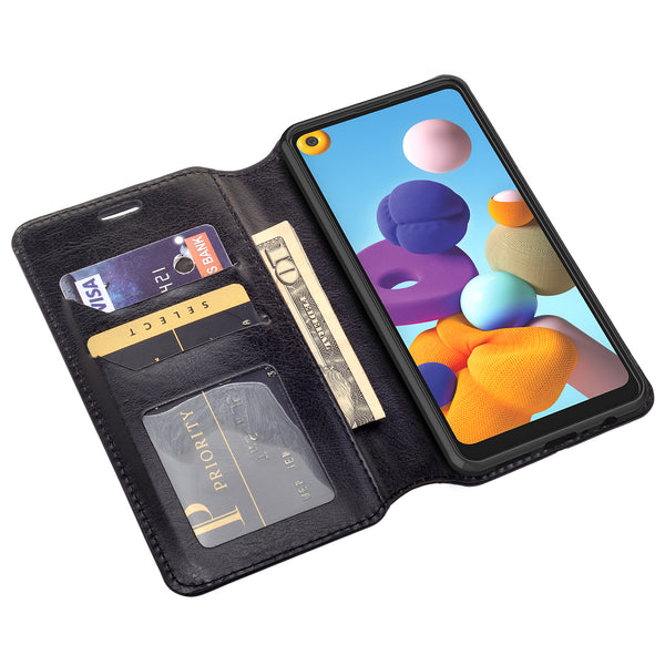 samsung galaxy a21 wallet case - black - www.coverlabusa.com